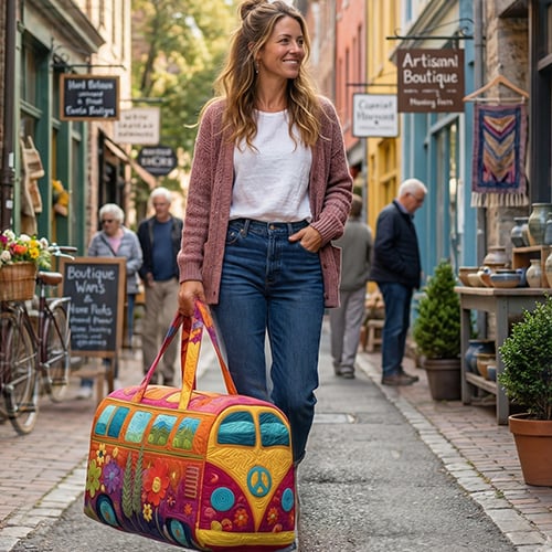 Quilted Floral Weekend Travel Duffel Bag with Reinforced Frame for Women | Carry-On Overnight Bag