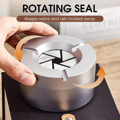 Stainless Steel Twist-Lock Ashtray for Car and Home | Odor-Sealing 360° Rotation Design Smokeless Holder