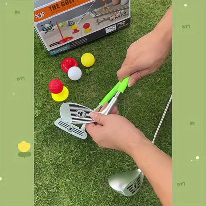 Junior Golf Training Set with Height-Adjustable Clubs for Backyard and Living Room Play Ages 3-8