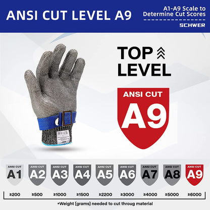Cut-Resistant Mesh Gloves with Adjustable Wrist Strap for Kitchen, Fishing & Industrial Work | Safety Hand Protection