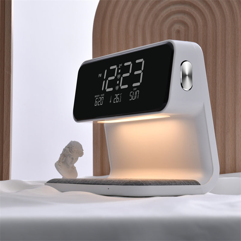 Bedside Lamp with Wireless Charging Station and Alarm Clock Display LED Nightstand Light Touch Dimmer for Bedroom Nightstand Qi Phone Charge