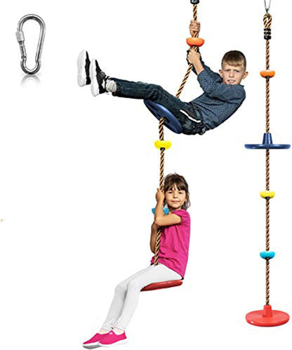 Outdoor Playset with Platforms and Foot Holds – Tree Climbing Rope Swing