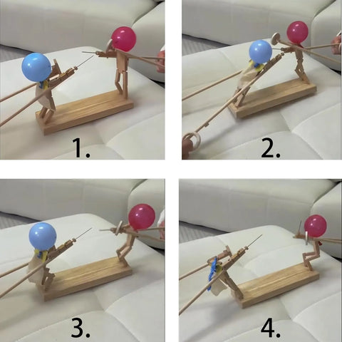 Marionnettes de combat en bois | Jeu de bataille de ballons fait main au design durable | Amusant pour les jeux compétitifs des enfants