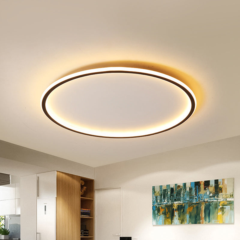 Flush Mount LED Ceiling Light 16"/20"/24" Round Low Profile Fixture Black Aluminum with Dimmable Options for Bedroom Kitchen