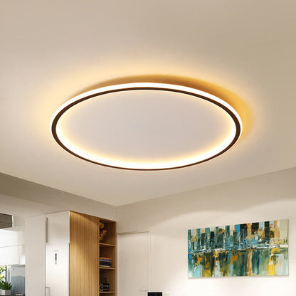 Flush Mount LED Ceiling Light 16"/20"/24" Round Low Profile Fixture Black Aluminum with Dimmable Options for Bedroom Kitchen
