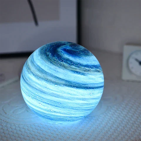 USB Moon Sphere Accent Light 6-Inch Glass Orb 16-Color LED Bedside Nightlight for Bedroom Desk Shelf Ambient Glow Decor Touch Control Rechar