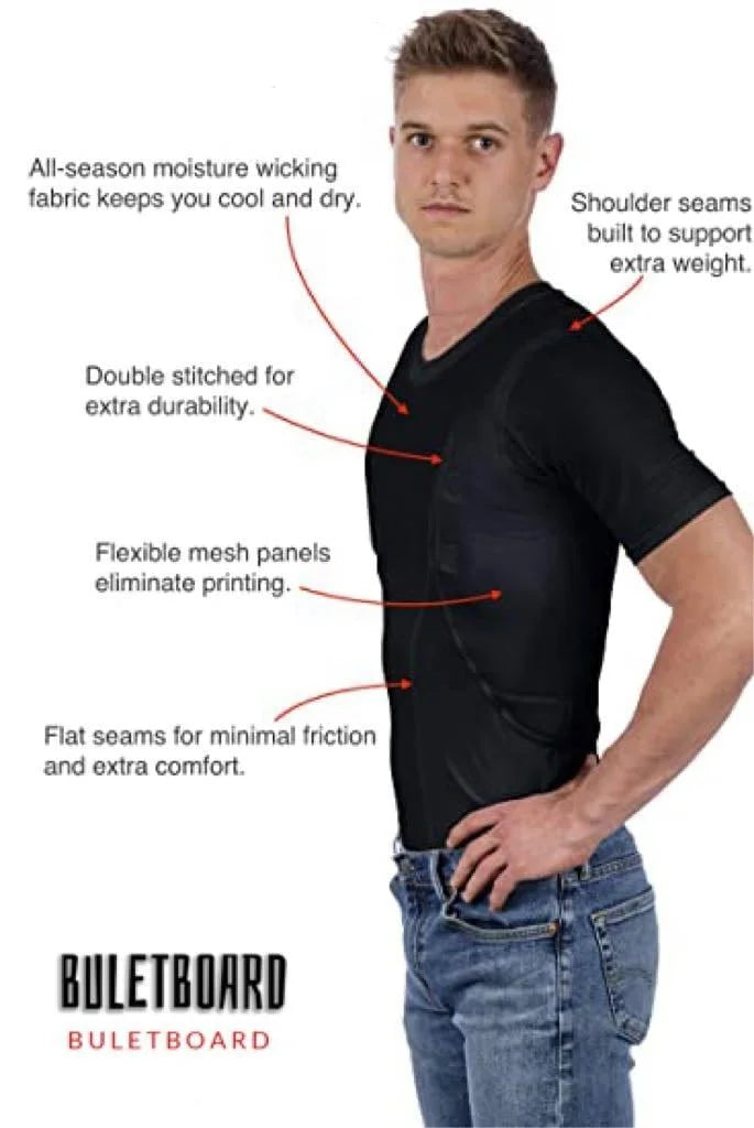 Dual-Pocket Compression Shirt for Ambidextrous Concealed Carry with Built-In Holsters for Men and Women