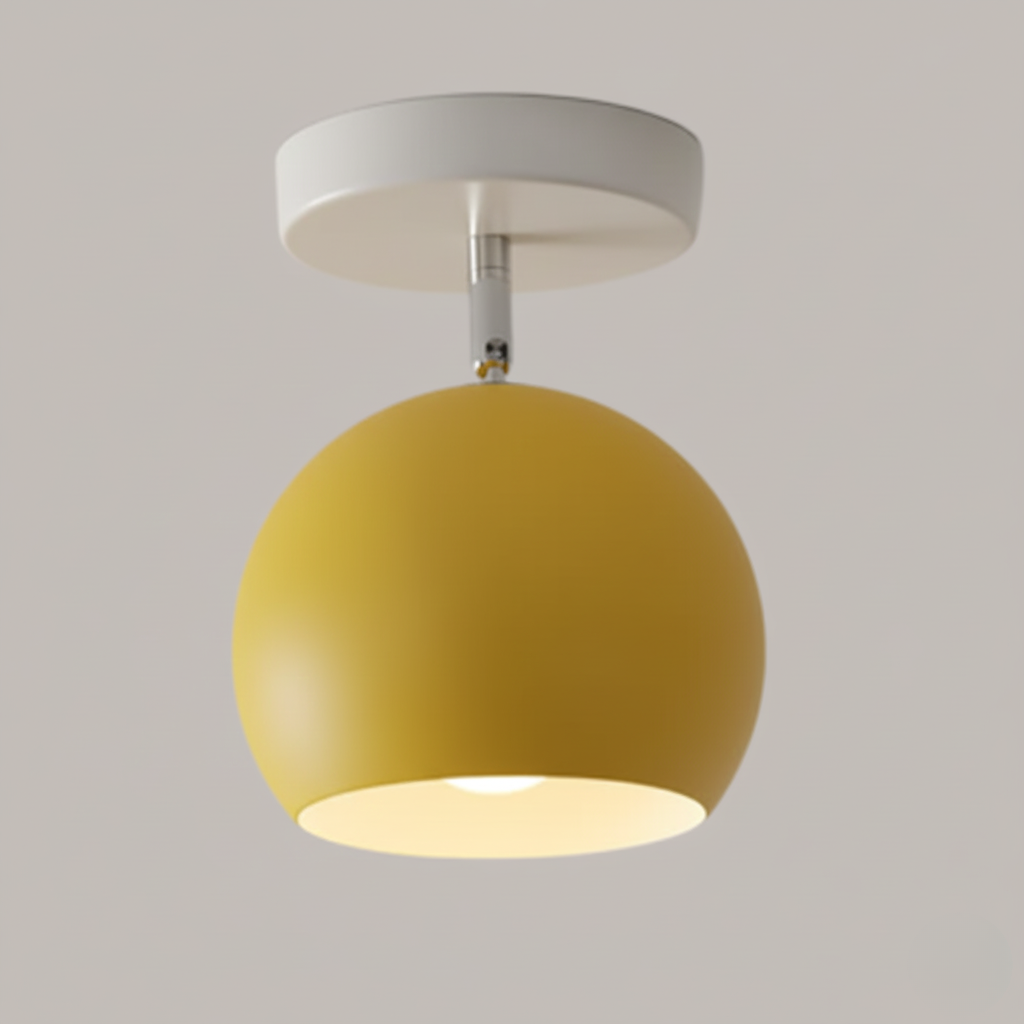 Modern Scandi Semi-Flush Ceiling Light with Wood & Metal Frame – 5 Color Options for Hallway, Bedroom, Living Room