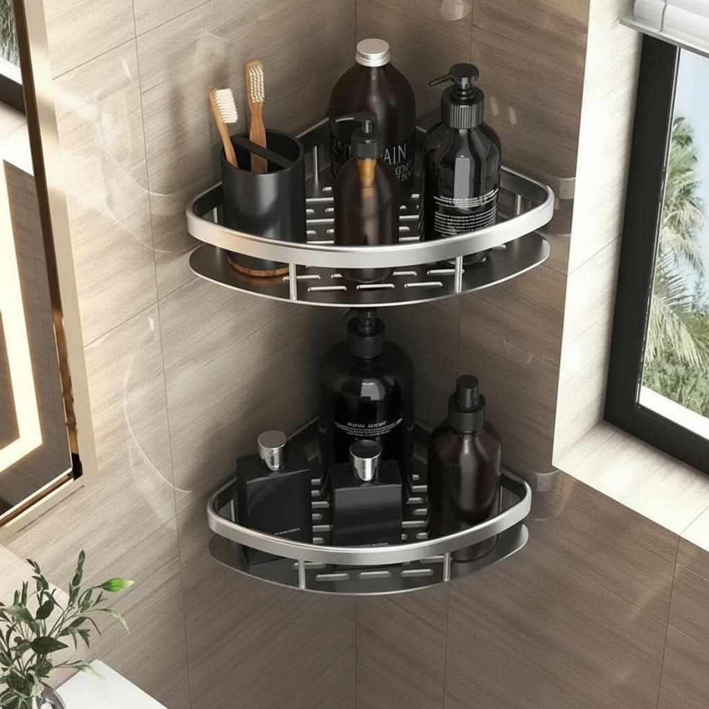 ALUVAULT – Aluminum Alloy Wall Mounted Bathroom Shelf Organizer