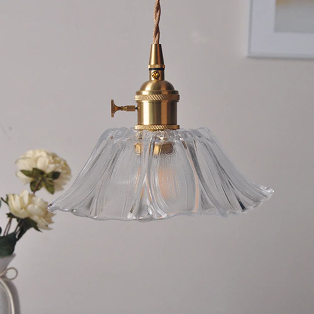 Fluted Glass Drop Ceiling Fixture 11 in Burgundy Shade Gold Hardware E27 Socket for Kitchen Island Entryway Ambient Overhead Illumination