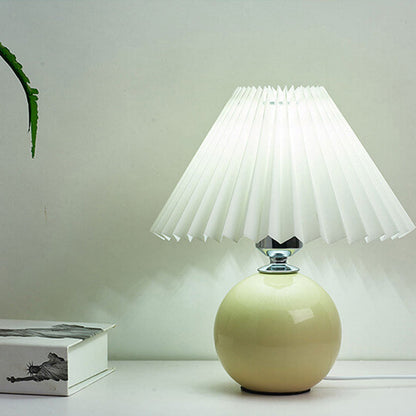 Ceramic Table Lamp with Fabric Shade – Modern Accent Lighting for Bedroom, Living Room & Home Office