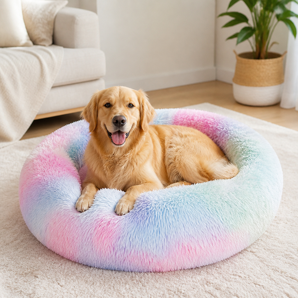 Ortekor Calming Plush Donut Dog Bed