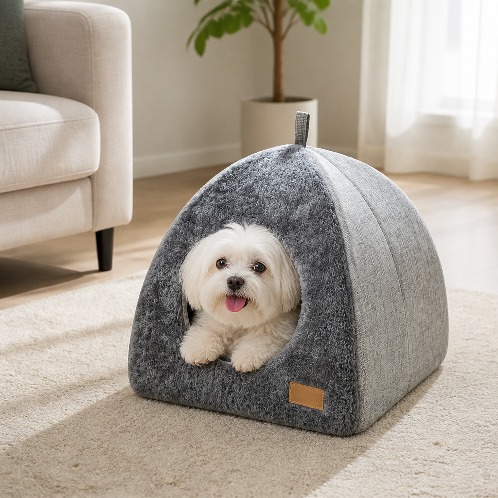 Ortekor Enclosed Triangular Plush Cat Bed