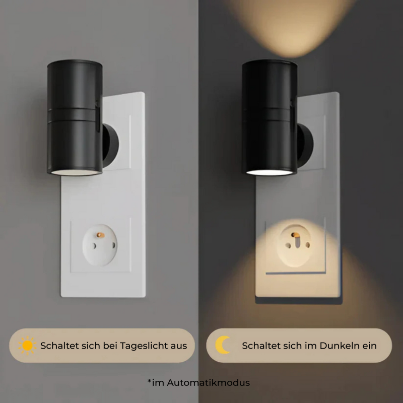 Plug-In Dimmable Night Light with Auto Sensor – Adjustable LED Wall Lamp for Bedroom, Hallway & Bathroom