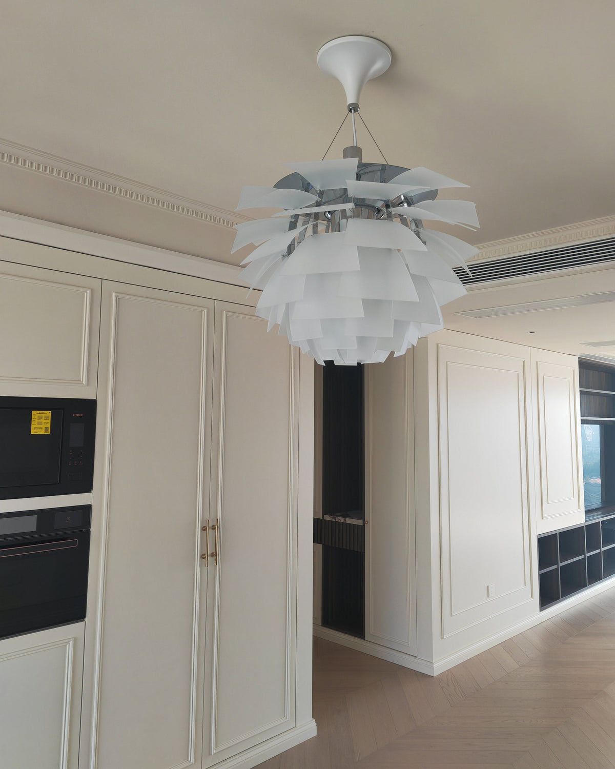 Layered Metal Fixture 19 in Wide Warm White E27 Socket Adjustable Height Kitchen Island Dining Room Cord Suspended Overhead Lighting Texture