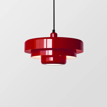 Hanging Iron Ceiling Fixture 14 Inch Layered Shade Height-Adjustable for Kitchen Dining Room Bedroom Modern Retro Downlight E27 Socket