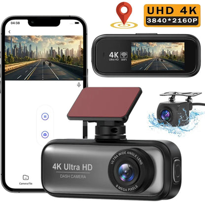 4K Dual-Lens Car Camera with WiFi Monitoring & GPS Tracking for Front & Rear Recording