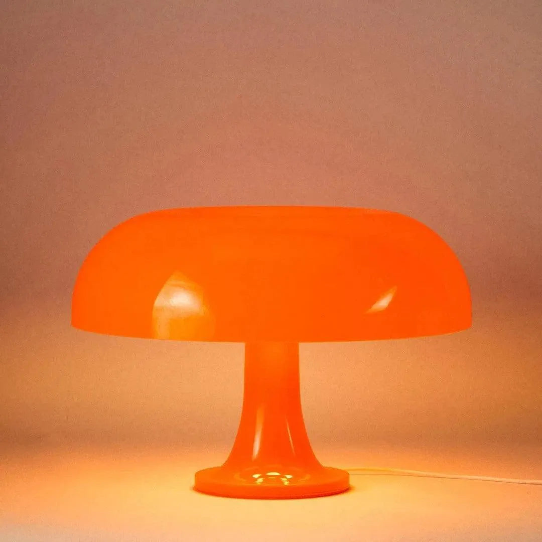 Sculptural Acrylic Nightstand Lamp Blood Orange 13 in Wide Ambient Bedside Light with Warm LED for Bedroom Office Living Room Decorative Acc