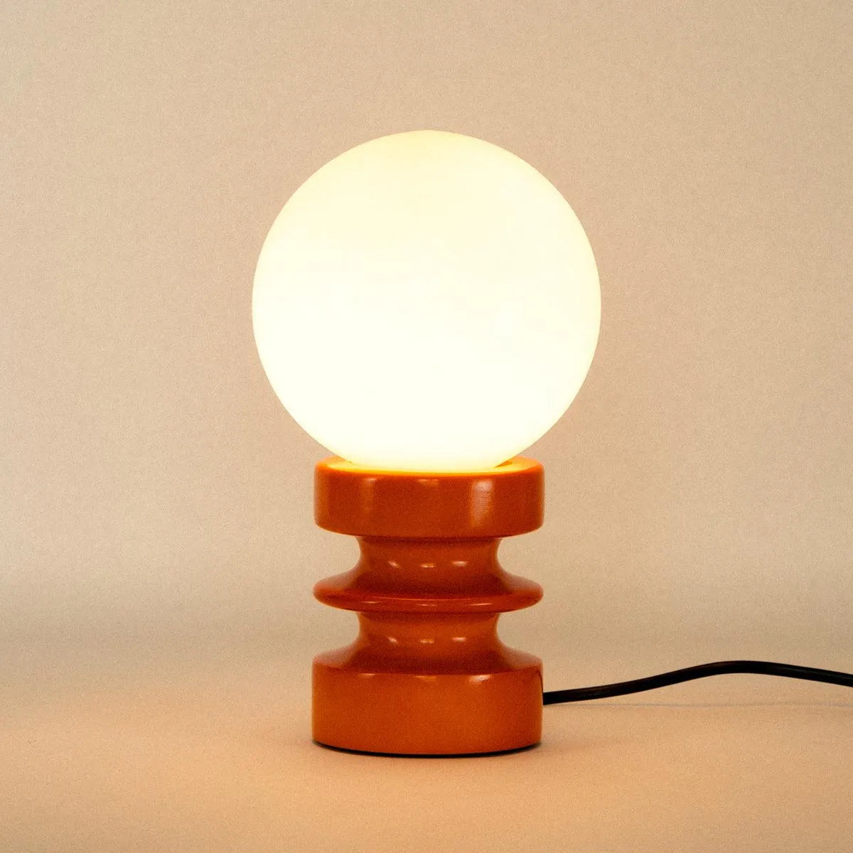Wooden Desk Lamp with Frosted Globe 11 Inch Accent Light for Nightstand Study Bedroom Living Room Vintage Modern Decor
