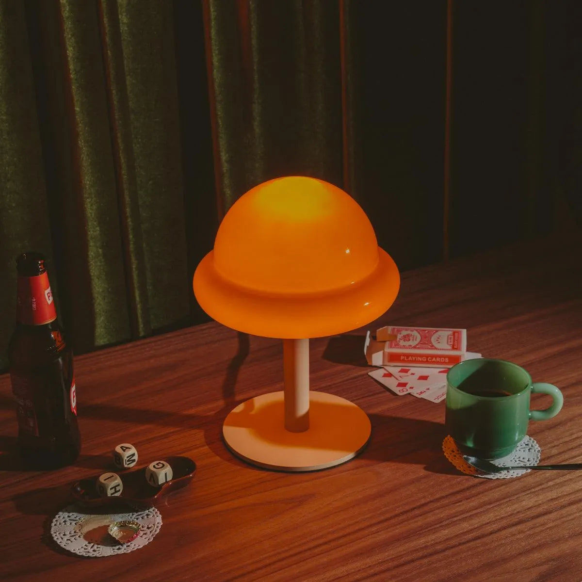 Dome Glass Accent Light with Painted Metal Base 11 in Mint or Citrus for Nightstand Desk Office Den Bedroom Home