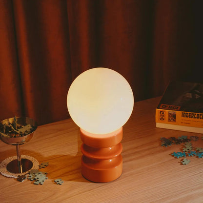 Wooden Desk Lamp with Frosted Globe 11 Inch Accent Light for Nightstand Study Bedroom Living Room Vintage Modern Decor