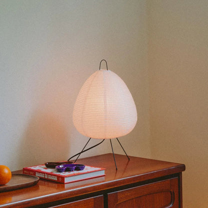 Paper Shade Accent Lamp 11 Inch Wide Metal Frame Bedside Nightstand Light for Bedroom Living Room Asian Inspired Home Decor
