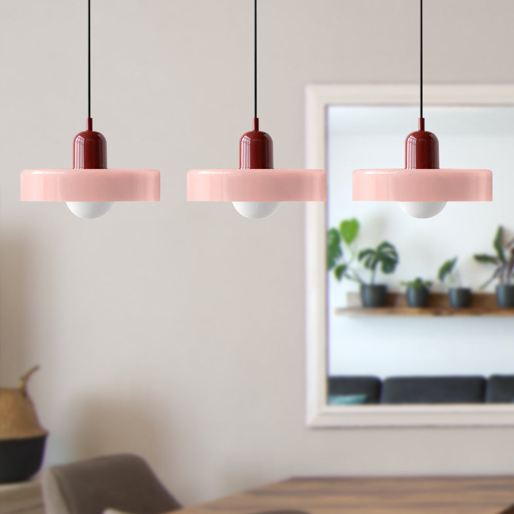 Glass Pendant Lamp 12 Inch Adjustable Height Ceiling Fixture for Bedrooms Nightstands Modern Minimalist Nordic Hanging Light E27 Socket for