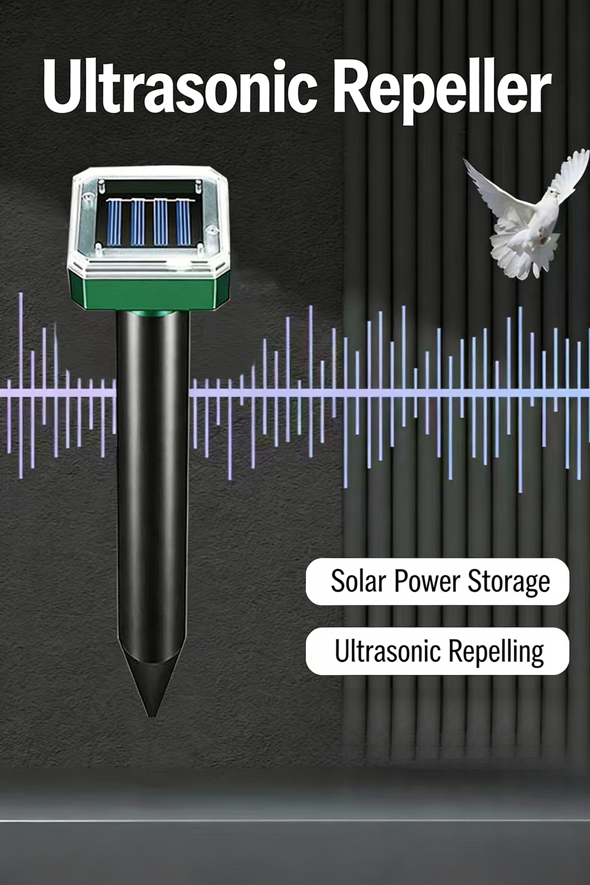 EcoGuard | Répulsif solaire à ultrasons pour rongeurs avec technologie à fréquence variable | Lutte antiparasitaire efficace pour les espaces extérieurs