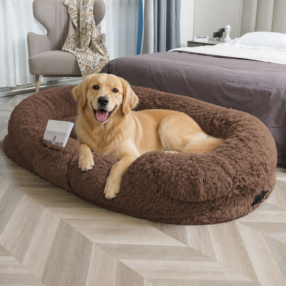 Lit pour humain façon canapé pour chien Ortekor, orthopédique et en fausse fourrure lavable (housse amovible)