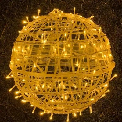 Woven LED Globe Light 8 Inch Waterproof Outdoor Hanging Orb for Trees Patios & Garden Decor | Connectable String Sphere Lights Yard Decorati