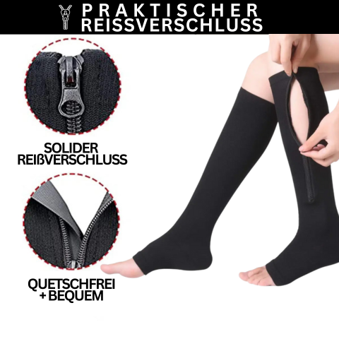 Zippered Compression Socks Knee-High Support Stockings for Men & Women Travel Work Everyday
