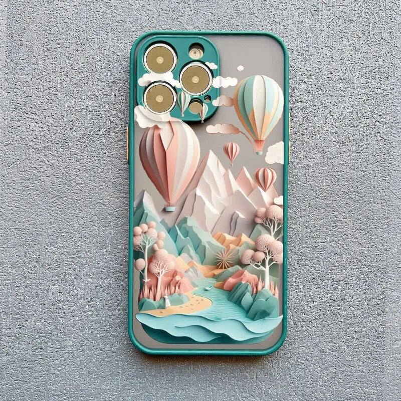 Protective Silicone iPhone Case with Scenic 3D Graphics & Camera Protection for iPhone 14-17 Series