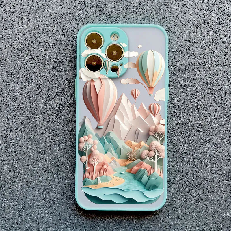 Protective Silicone iPhone Case with Scenic 3D Graphics & Camera Protection for iPhone 14-17 Series