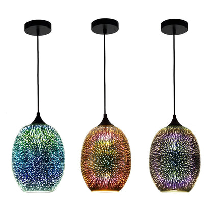Spherical Hanging Pendant with Iridescent Multi-Hue Glass Shade for Dining Room Kitchen Island Bar Counter Breakfast Nook Entryway Hallway