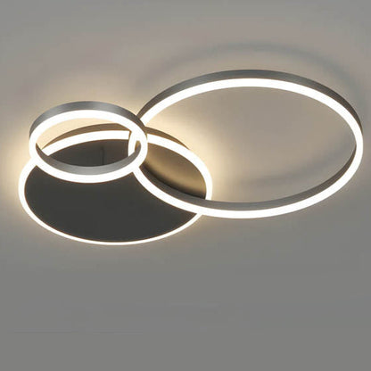 LED Ring Chandelier 45 in Aluminum Fixture Warm White Dimmable for Bedroom Living Room Dining Room Modern Flush Mount Multi-Ring Integrated