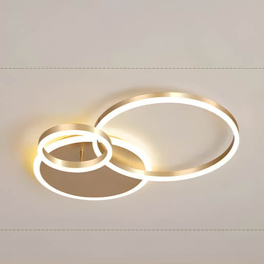 Plafonnier LED multi-anneaux en aluminium noir, 39 po, luminaire contemporain pour chambre, salon et salle à manger, éclairage intégré