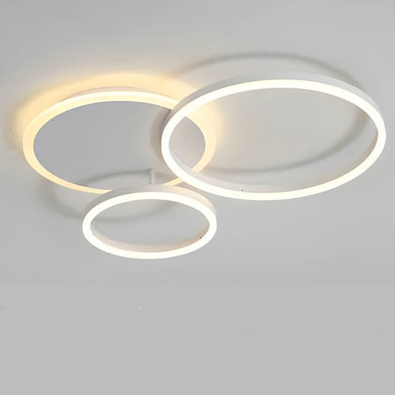 Plafonnier LED multi-anneaux en aluminium noir, 39 po, luminaire contemporain pour chambre, salon et salle à manger, éclairage intégré