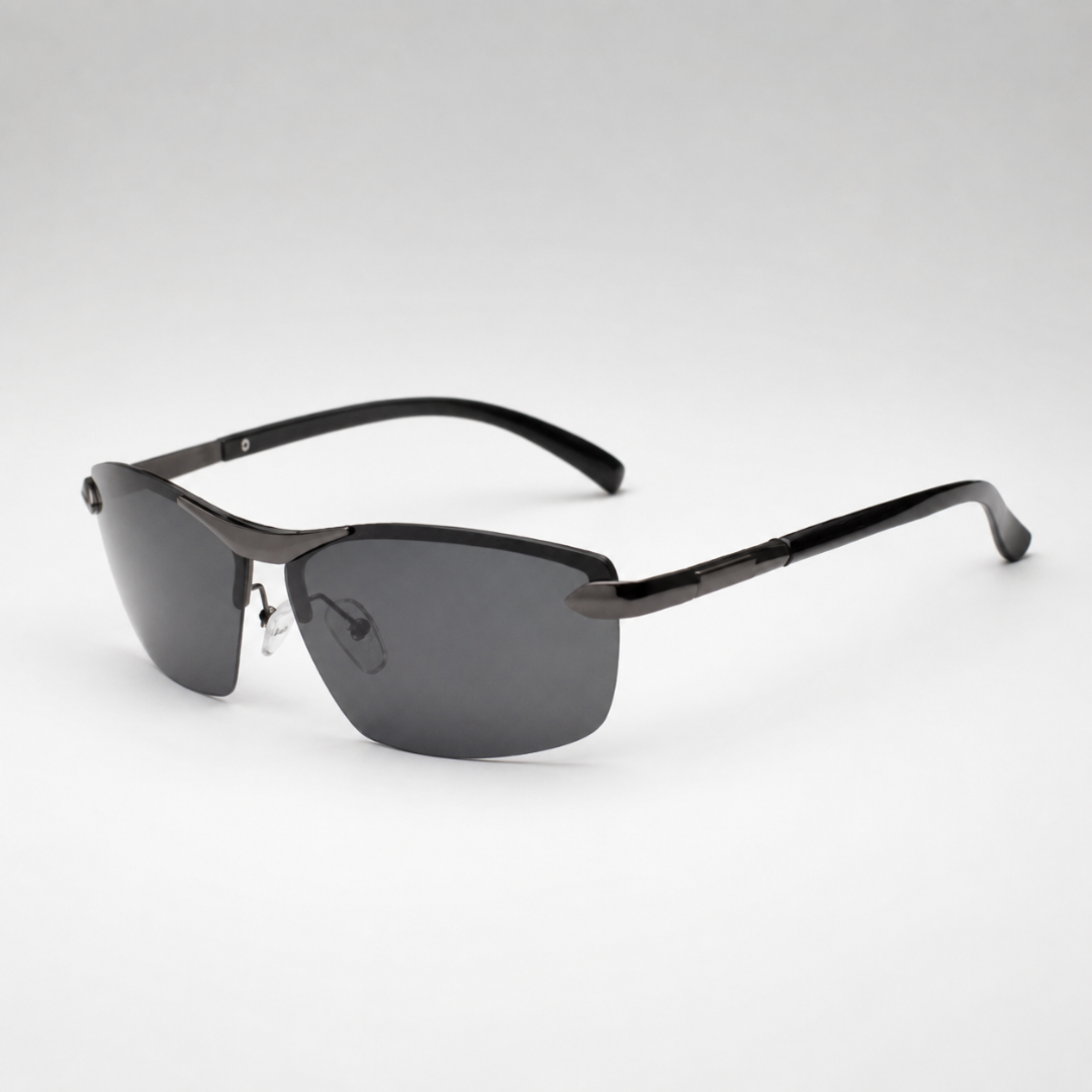 Lightweight Polarized Driving Sunglasses with UV400 Protection – Semi-Rimless Alloy Design for Men & Women