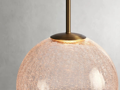 Handblown Glass Globe Pendant Light with Brushed Brass Finish and Integrated LED for Kitchen Island, Dining Room, Entryway, and Bedroom