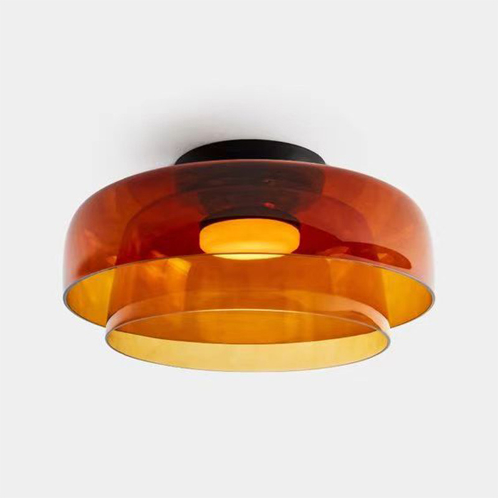 Layered Glass Ceiling Light Modern Multi-Tier Flush Mount Fixture with LED Hardwired for Kitchen Dining Room Bedroom Living Room
