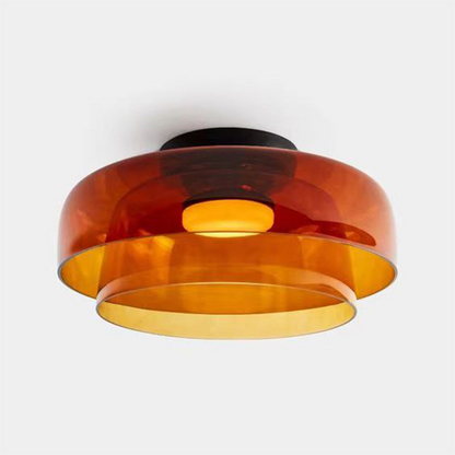 Layered Glass Ceiling Light Modern Multi-Tier Flush Mount Fixture with LED Hardwired for Kitchen Dining Room Bedroom Living Room
