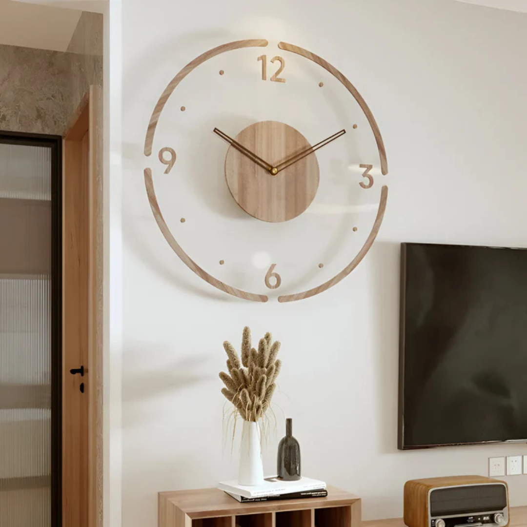 Whisper-Quiet Wall Clock with Wood & Acrylic Face – 12 in Silent Sweep Movement for Living Room, Bedroom & Office