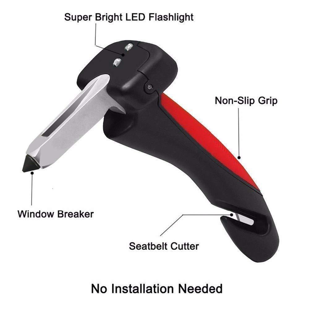 Vehicle Safety Tool with Window Breaker Seatbelt Cutter LED Light Grip Handle for Emergency Escape Car Rescue Kit Seniors Elderly