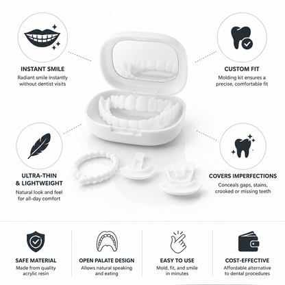 Ultra-Thin Acrylic Open-Palate Removable Veneers (With Molding Kit)