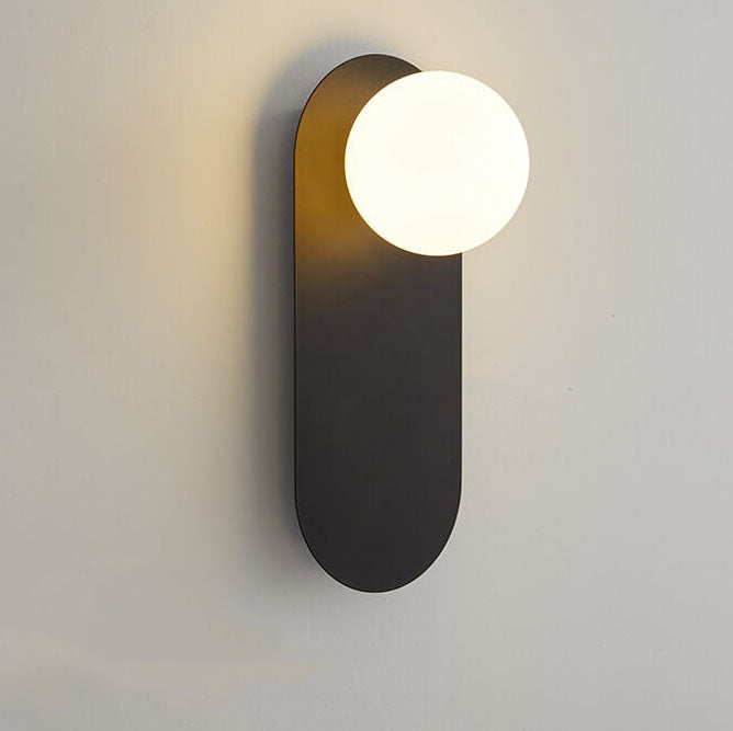 Glass Orb Wall Sconce with Metal Ring Bracket — Modern Single-Light Fixture for Bedroom, Hallway & Living Room — Hardwired G9 Base (Bulb