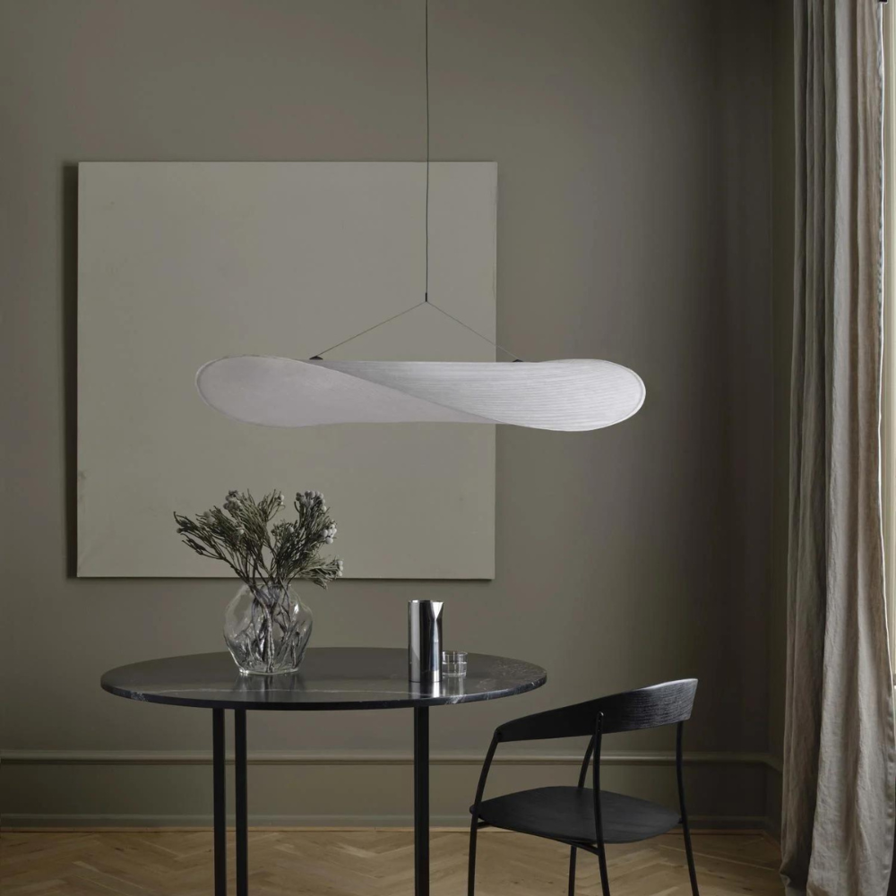 Woven Silk Shade Hanging Lamp White 16-31 in Adjustable Cord Warm Ambient Glow for Dining Room Bedroom Living Room Modern Minimalist Ceiling