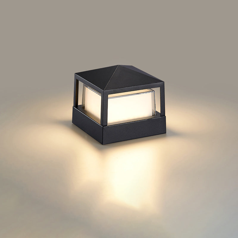 Compact Modern Black Aluminum LED Yard Light for Pathways, Gardens & Fences – Hardwired Outdoor Cylinder Fixture