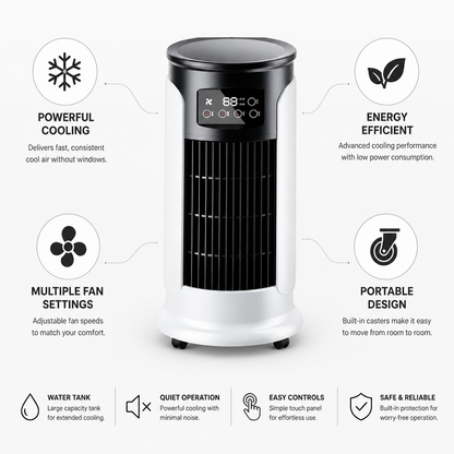 Energy-Efficient Portable Windowless Tower Air Cooler