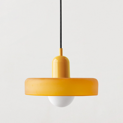Glass Pendant Light with Adjustable Cord & Warm Glow – Modern Geometric Hanging Fixture for Dining Room & Living Room Decor