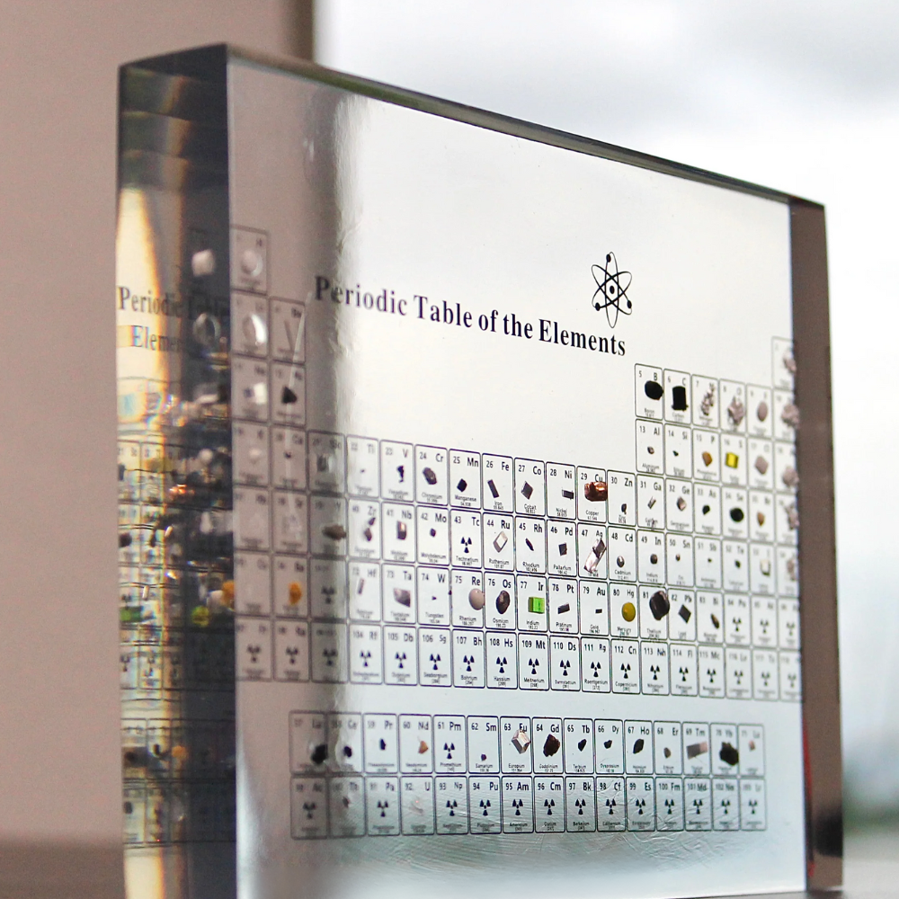 Illuminated Chemistry Display with 83 Authentic Element Specimens | Educational Desk Decor Acrylic Periodic Table Light for Science Lovers